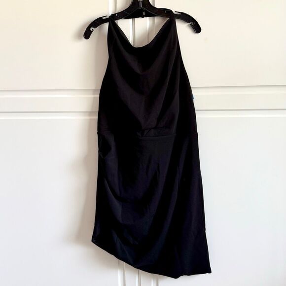 NWT Jewel Badgley Mischka asymmetric halter black dress  Size 12 - Picture 5 of 10
